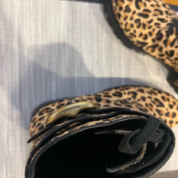 Coach Lucy Leopard print calf hair combat boots. Size US 8b. EU 38.5. New no box - Picture 3 of 6